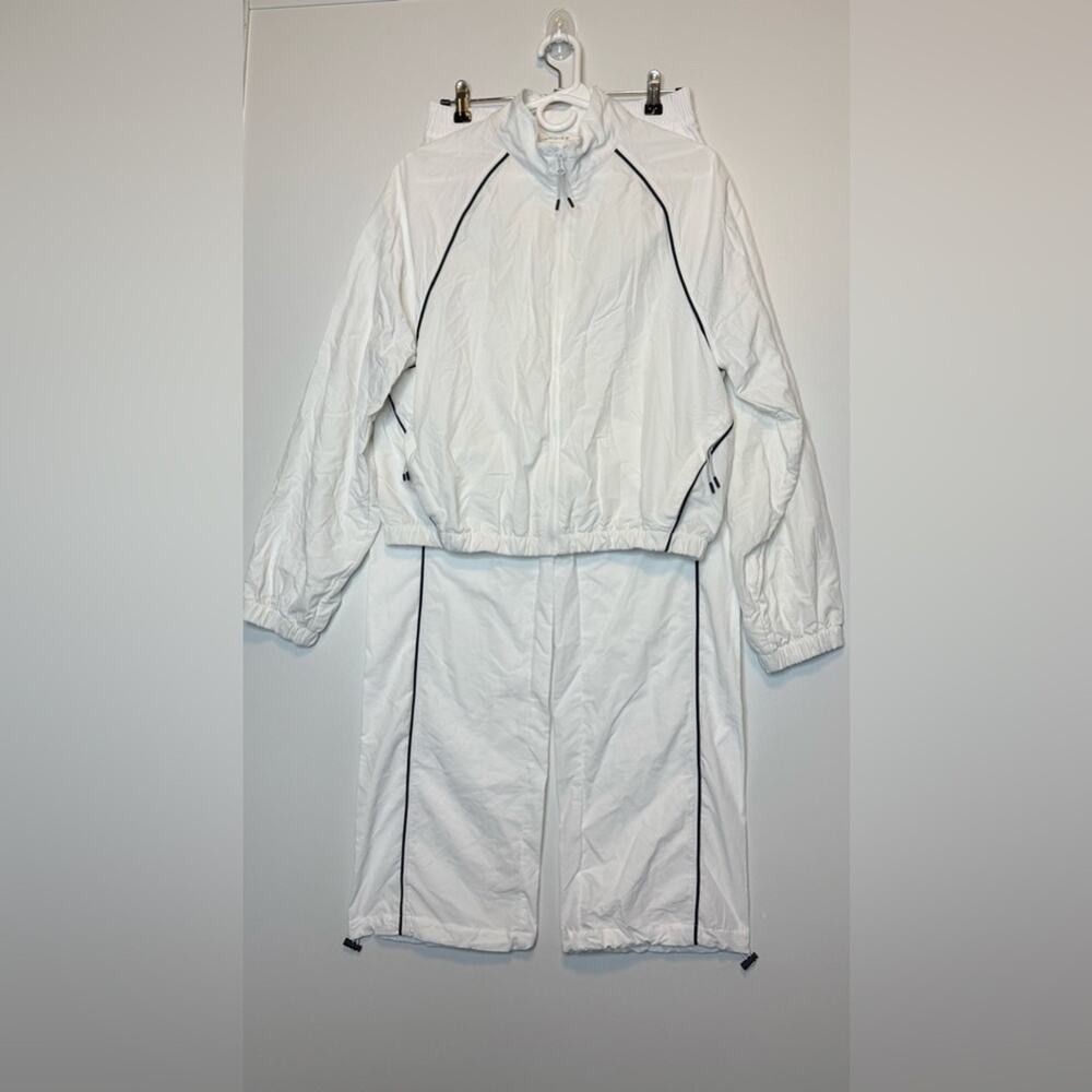 BANDIER women's contrast run pants & Jacket (Set) in white